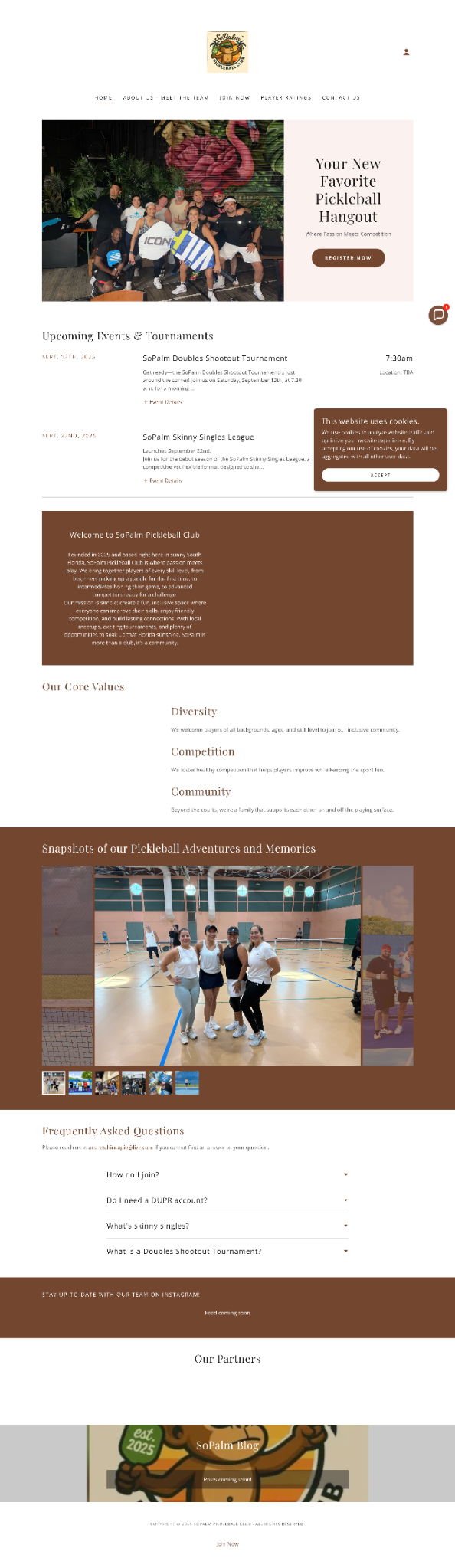 SoPalm Pickleball Club website screenshot